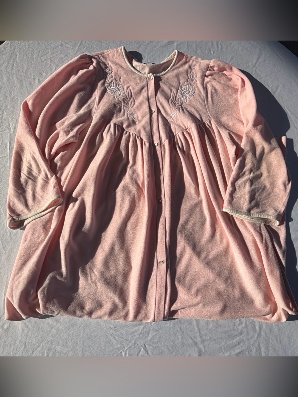 Vintage Vanity Fair Snap Front Robe Duster Pink Size Small CottageCore housecoat